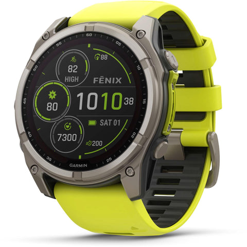 Garmin fenix® 8 51mm SOLAR Sapphire Edition Bare Titanium with Amp Yellow + Graphite Band