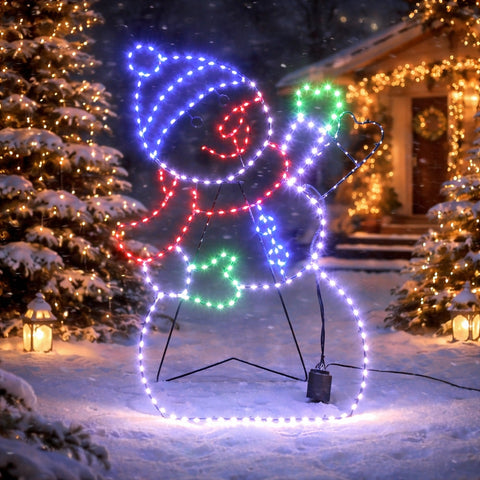 Lexi Lighting 60X46CM Dewdrop Waving Snowman Silhouette