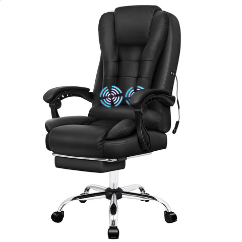 ALFORDSON Massage Office Chair Executive Seat PU Leather Computer (Black)