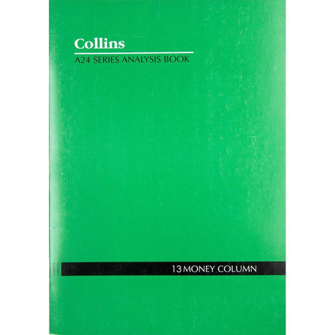 Collins Debden Collins A24 Series Analysis Book 13 Money Column Feint Ruled Stapled 24 Leaf A4 Green
