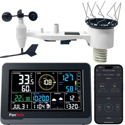 PanTech Gen3 PT-WS3900 IoT Solar Powered WiFi Wireless Weather Station 7.5" Display