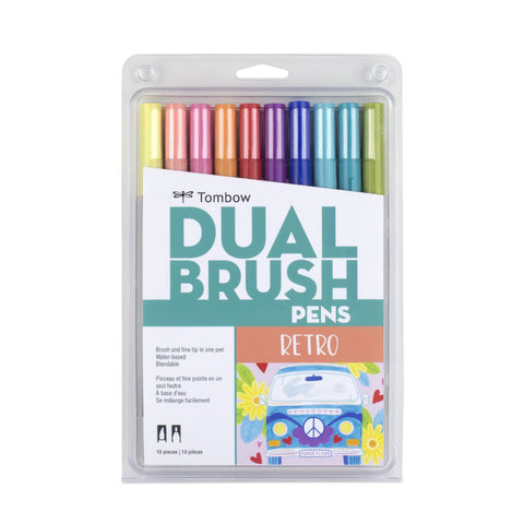 Tombow Dual Brush Pen Marker Drawing/Sketching Set (Retro) [10-Pieces]