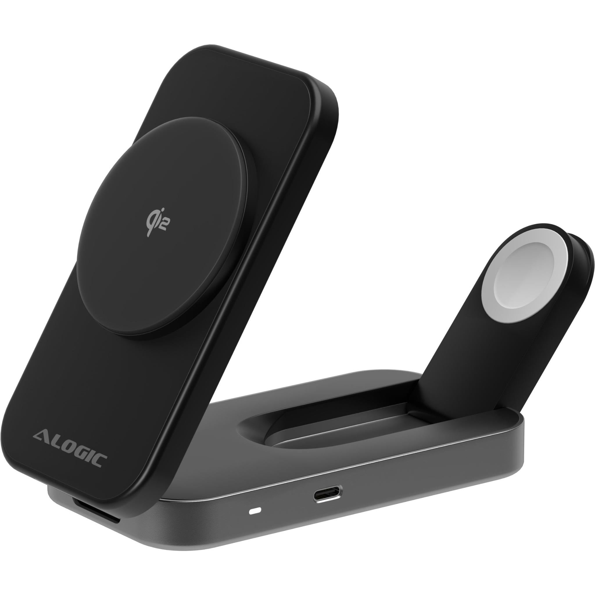 Alogic Flip 2-in-1 Qi2 Wireless Charging Stand (Black) JB Hi-Fi