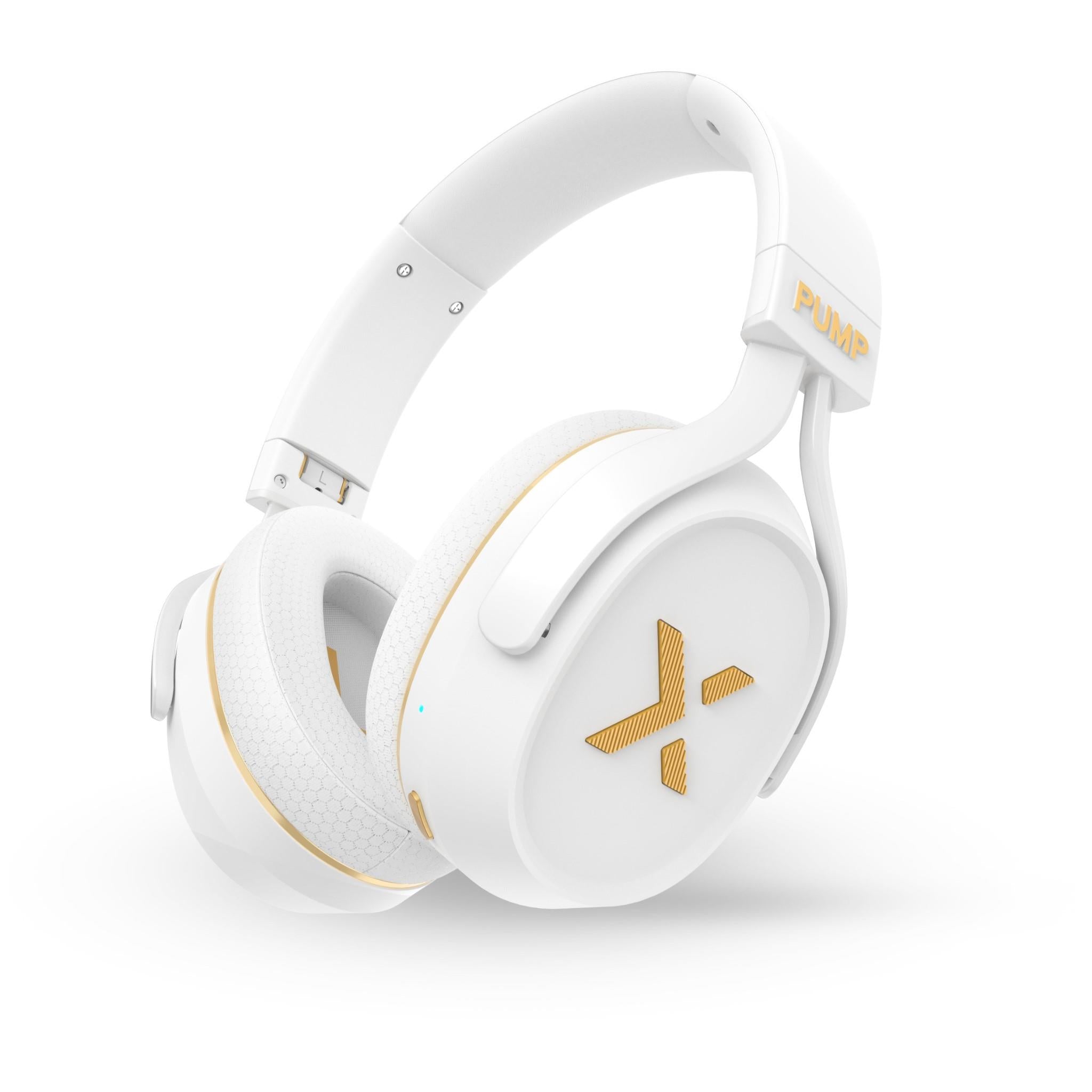 BlueAnt PumpX Gym ANC Over-Ear Headphones (White/Gold) JB Hi-Fi