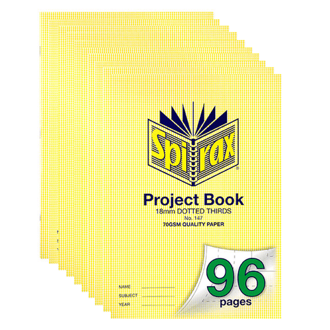 Spirax 147 Project Book 18mm Dotted Thirds 96 Page A4 [Pack 10]