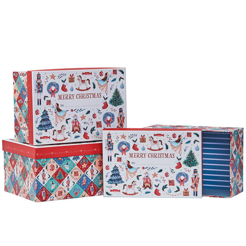 Gibson Gifts 3pc Nutcracker Merry Christmas Themed Nesting Boxes