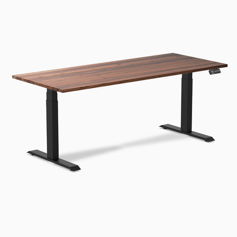 Desky Dual Hardwood Sit Stand Desk 180cm Walnut Desktop and Matte Black Frame