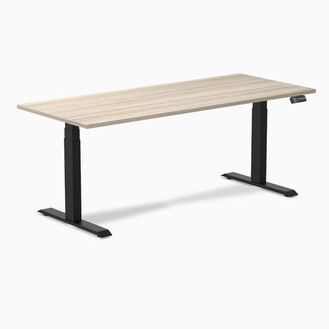 Desky Dual Melamine Sit Stand Desk 180cm Classic Oak Desktop and Matte Black Frame