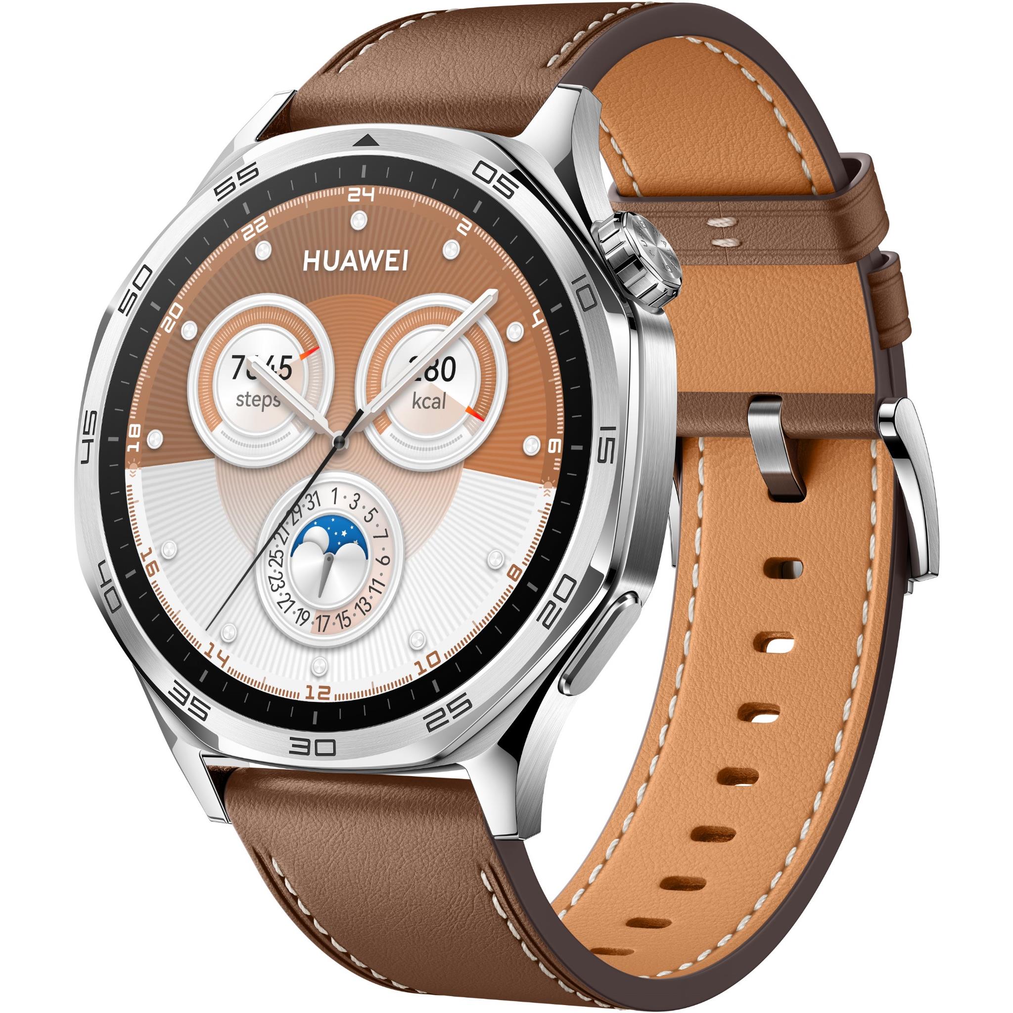 Huawei Watch GT 46mm Stainless Steel Case Smartwatch (Brown