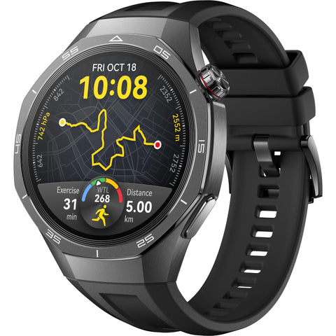 Huawei Watch GT 5 Pro 46mm Titanium Case Smartwatch (Black Strap)