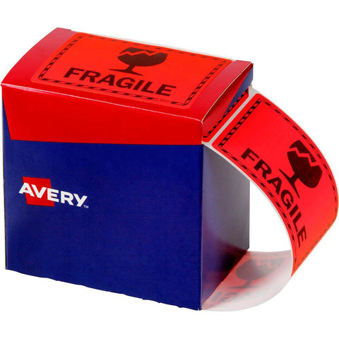 Avery 932603 Message Label Fragile 75x99.6mm Fluoro Orange Pack 750