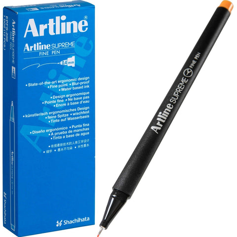 Artline Supreme Fineline Pen 0.4mm Pastel Box of 12 (Orange)