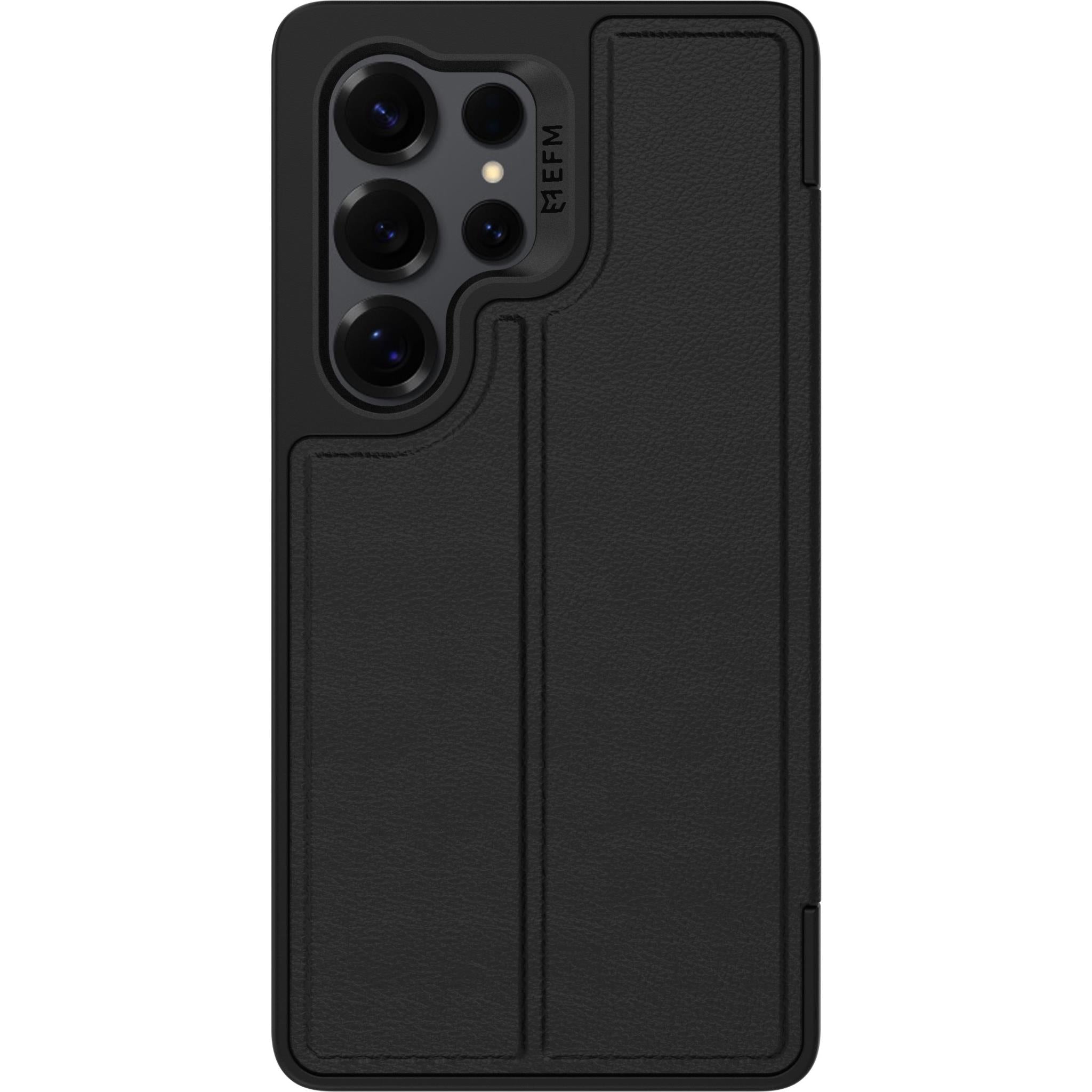 EFM Monaco Vegan Leather Wallet Case with D3O BIO for Galaxy S25 Ultra ( Black) - JB Hi-Fi