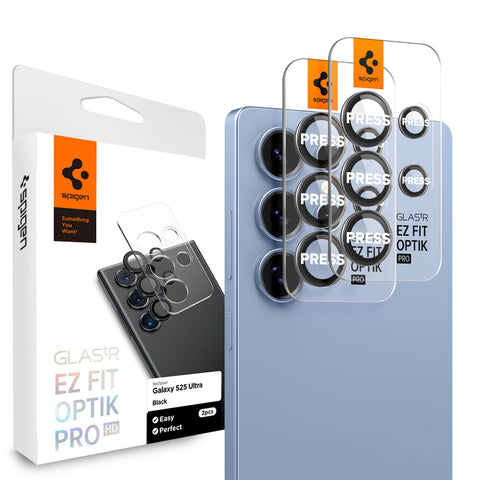 Spigen Samsung Galaxy S25 Ultra EZ Fit GLAS.tR Optik Pro HD 2PCS Camera Lens Protector - Black
