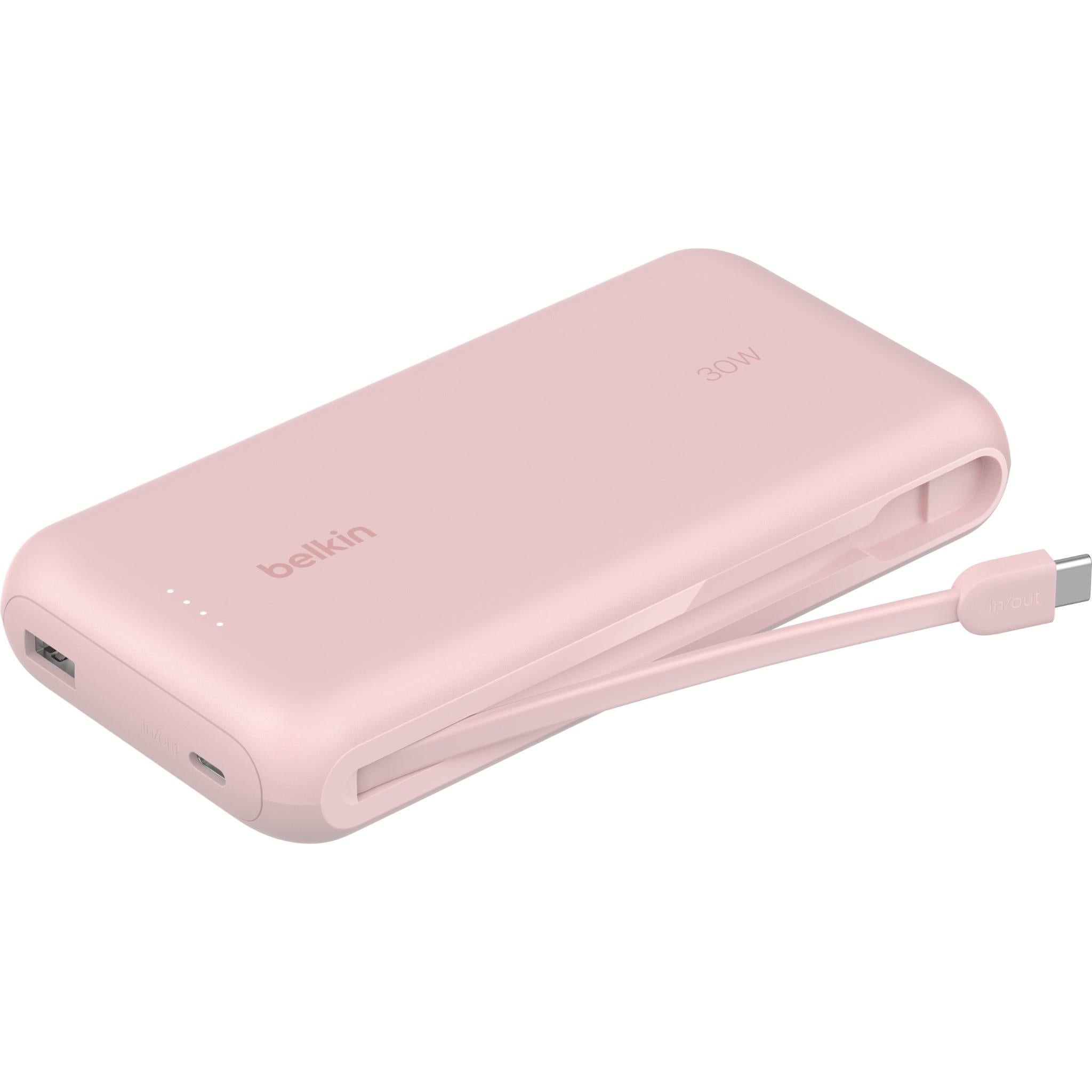 Belkin BoostCharge Power Bank 20K with Integrated Cable (Pink