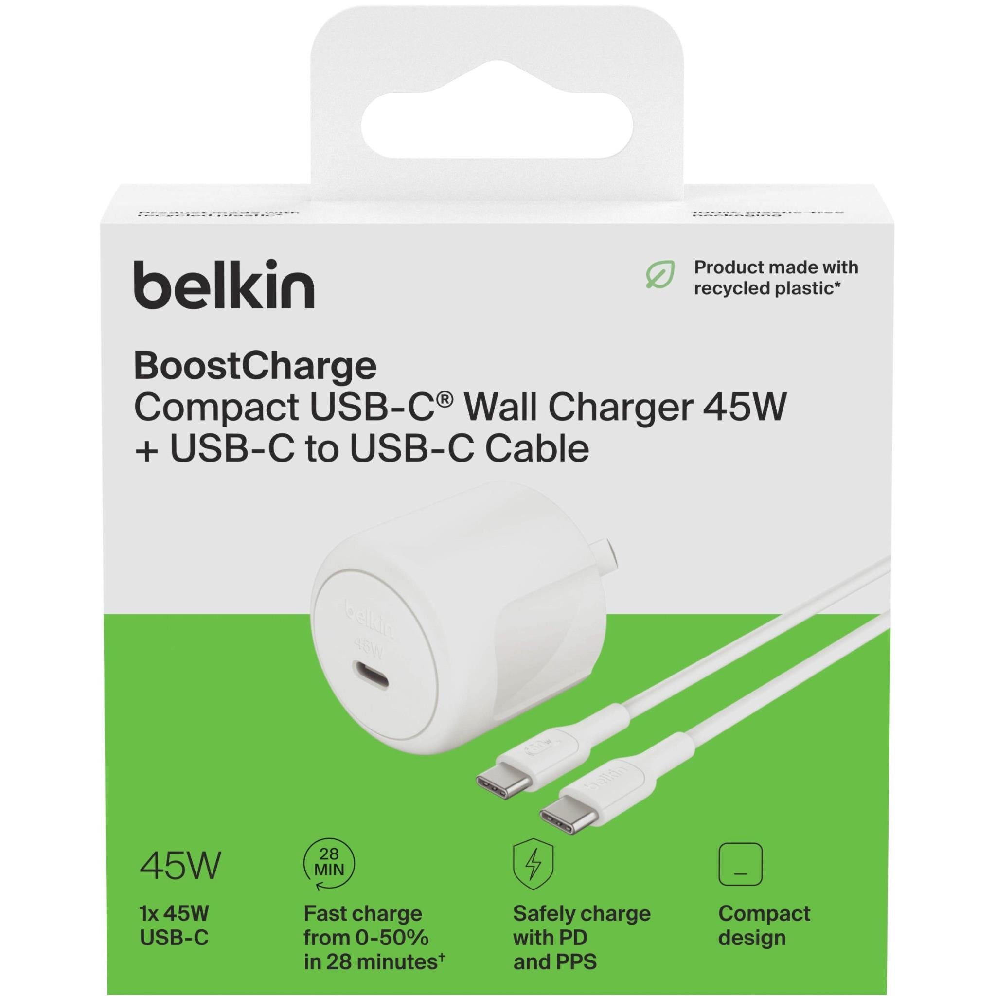 Belkin BoostCharge USB-C Wall Charger 45W with USB-C Cable JB Hi-Fi - Main Image