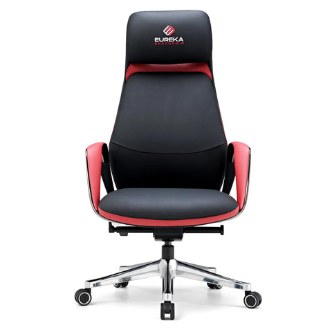 Eureka SERENE Napa Leather Executive Office Chair (Black/Red)