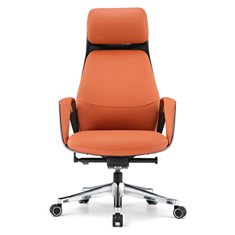 Eureka SERENE Napa Leather Executive Office Chair (Orange/Red)