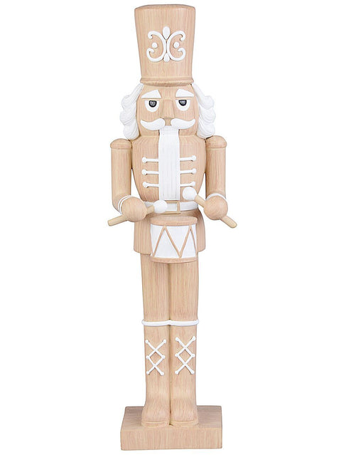 Christmas Warehouse - ORNM2507 26cm Wooden Look Toy Soldier Drummer Boy Resin Figurine Brown with White