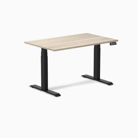 Desky Dual Melamine Sit Stand Desk 120cm Classic Oak Desktop and Matte Black Frame