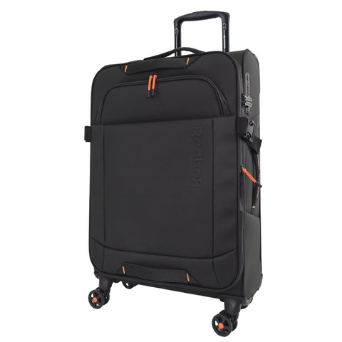 Reebok Pro Large Leather Film Soft Shell Suitcase Travel Luggage 78cm Black