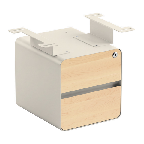 Desky Minimal Under Desk Cabinet - Maple Hardwood / Wheat