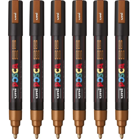 Uni Posca PC-5M Posca Poster Marker Medium Bullet Tip 2.5mm (Bronze) [6 Pack]