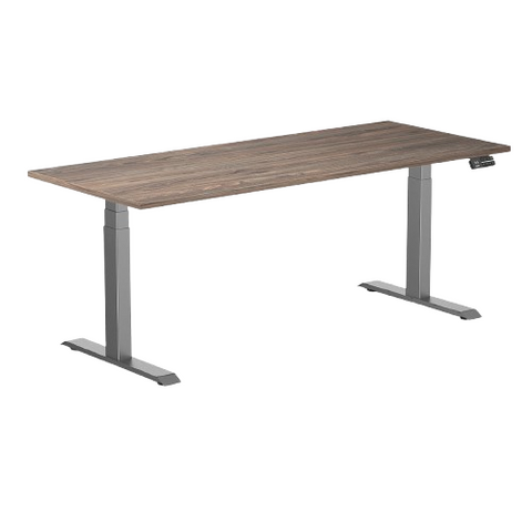 Desky Dual Melamine Sit Stand Desk 180cm Natural Walnut Desktop and Space Grey Frame