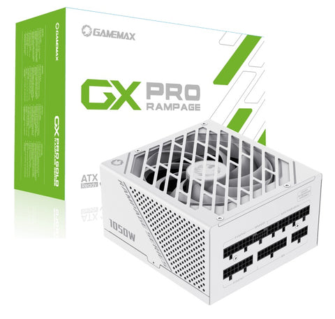 GameMax GX-1050 PRO White 1050W 80+ Platinum Fully Modular PSU - ATX 3.0 & PCIe 5.0 Ready, Native 12VHPWR White Cable, Perfect for RTX 4090 Builds