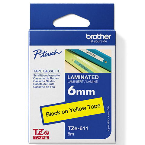 Brother TZE-111 Laminated Labelling Tape 6mm (Black On Clear)