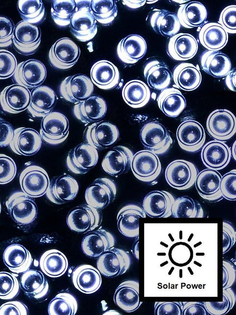 Christmas Warehouse - LITESP48 500 Cool White LED Solar String Fairy Lights 8 Function | 50m Cool White