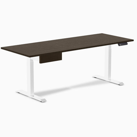 Desky Single Standing Desk With Drawer - Dark Bamboo / 2000x750mm / White