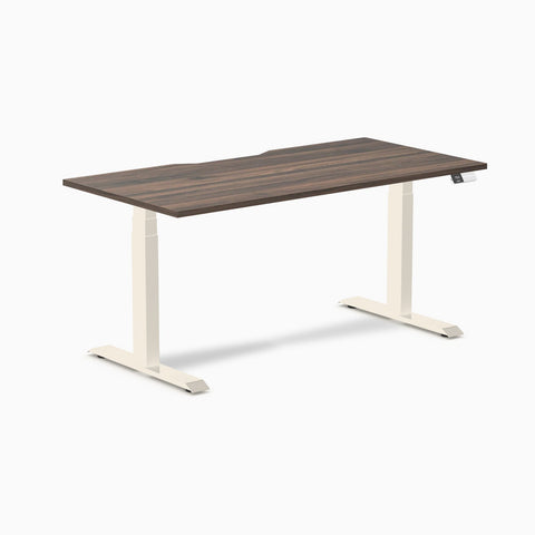 Desky Dual Scalloped Melamine Sit Stand Desk - Jarrah Legno / 1200x750mm / Wheat