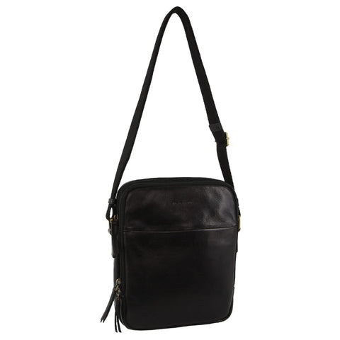 Pierre Cardin Leather Shoulder Crossbody Bag (Black)