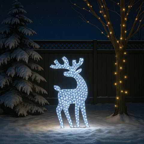 Lexi Lighting 2D 1.8m Mesh Reindeer with twinkle LED - White