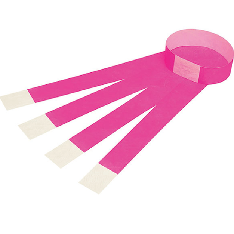 Rexel Tyvek Wristbands With Serial Number Fluoro Pink Pack 100 Wrist Bands