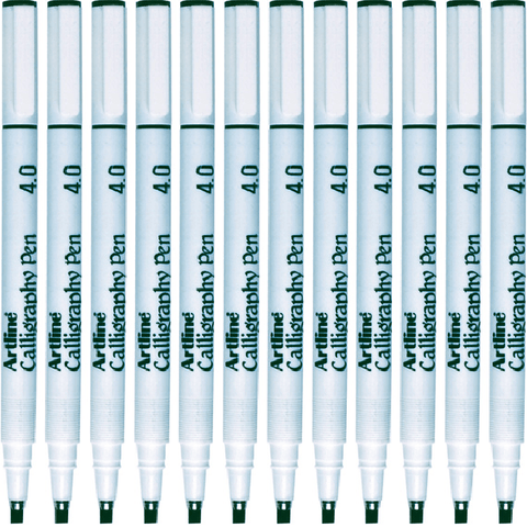 Artline 244 Calligraphy Pen 4.0 Black Pigment Ink Wedge Tip Box 12