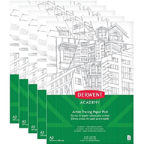 Derwent Pack 5 25 Sheets Academy Tracing Paper Portrait Artists (A3)
