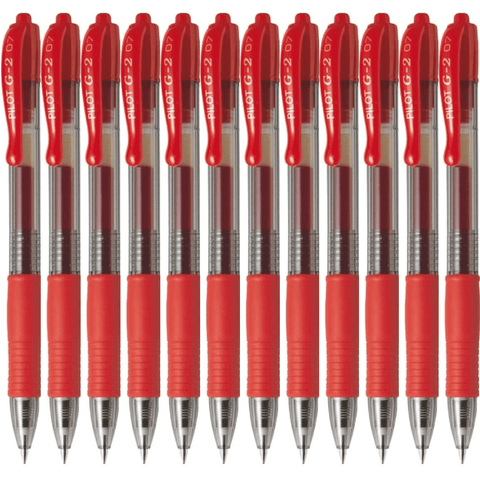 Pilot G2 Gel Ink Pen Retractable 0.7mm Fine (Red) [Box 12]