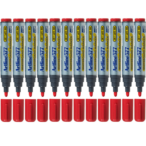Artline 577 Whiteboard Marker 2mm Bullet Tip (Red) [Box 12]