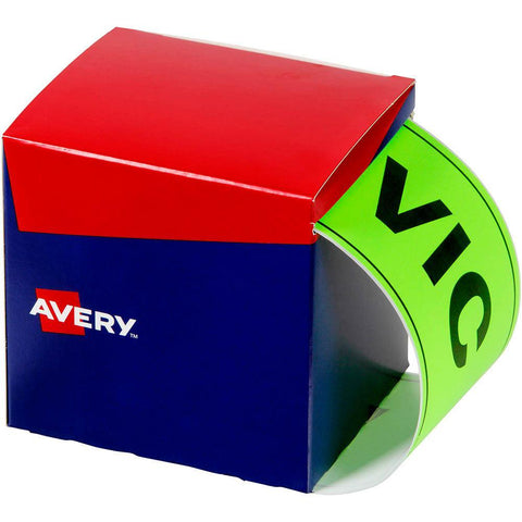 Avery 932606 State Identification Labels VIC 100x150.4mm Fluoro Green Pack 500