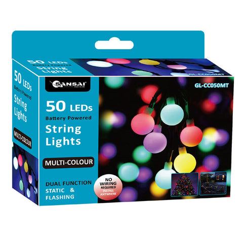 Sansai 50 LED Globe String Lights (Multicoloured)