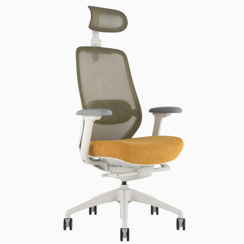 Desky CoilFlex Ergonomic Office Chair - Yellow / Headrest