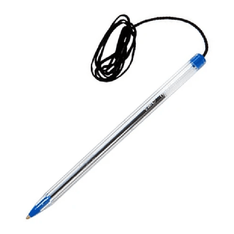 BIC Cristal Ball Point Pen Corded String Blue Pack 12 10217