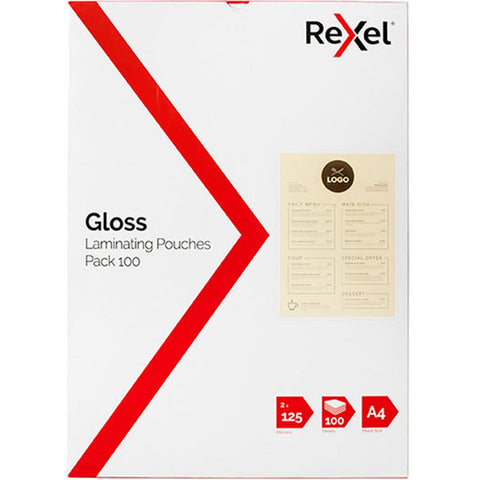 Rexel Laminating Pouch 125 Micron A4 Clear (Pack 100)