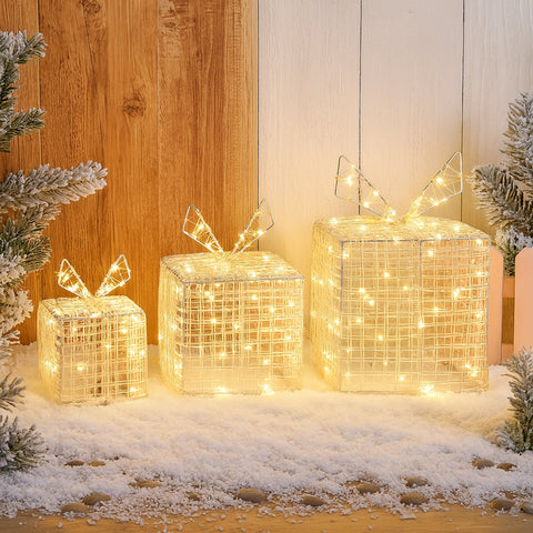Lexi Lighting Acrylic Giftbox Christmas Lights Set of 3