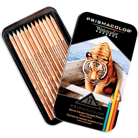12x Prismacolor Watercolour Colour Pencils Tin