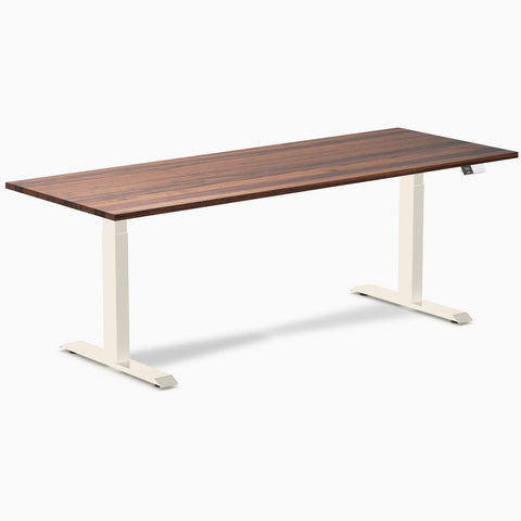 Desky Dual Hardwood Sit Stand Desk 200cm Walnut Desktop and Wheat Frame