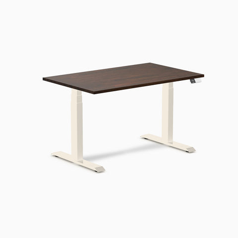Desky Dual Rubberwood Sit Stand Desk 120cm Dark Walnut Desktop and Wheat Frame
