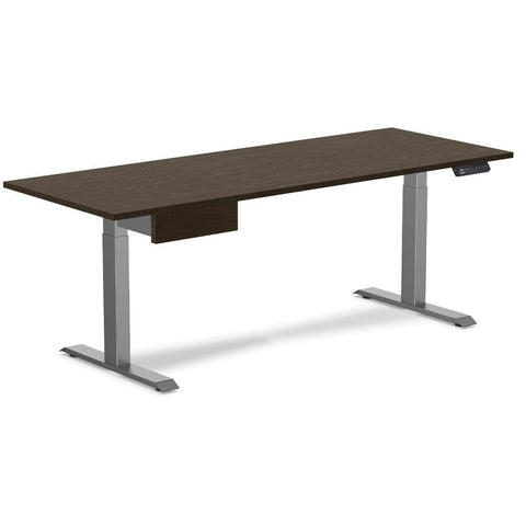 Desky Single Standing Desk With Drawer - Dark Bamboo / 2000x750mm / Space Grey